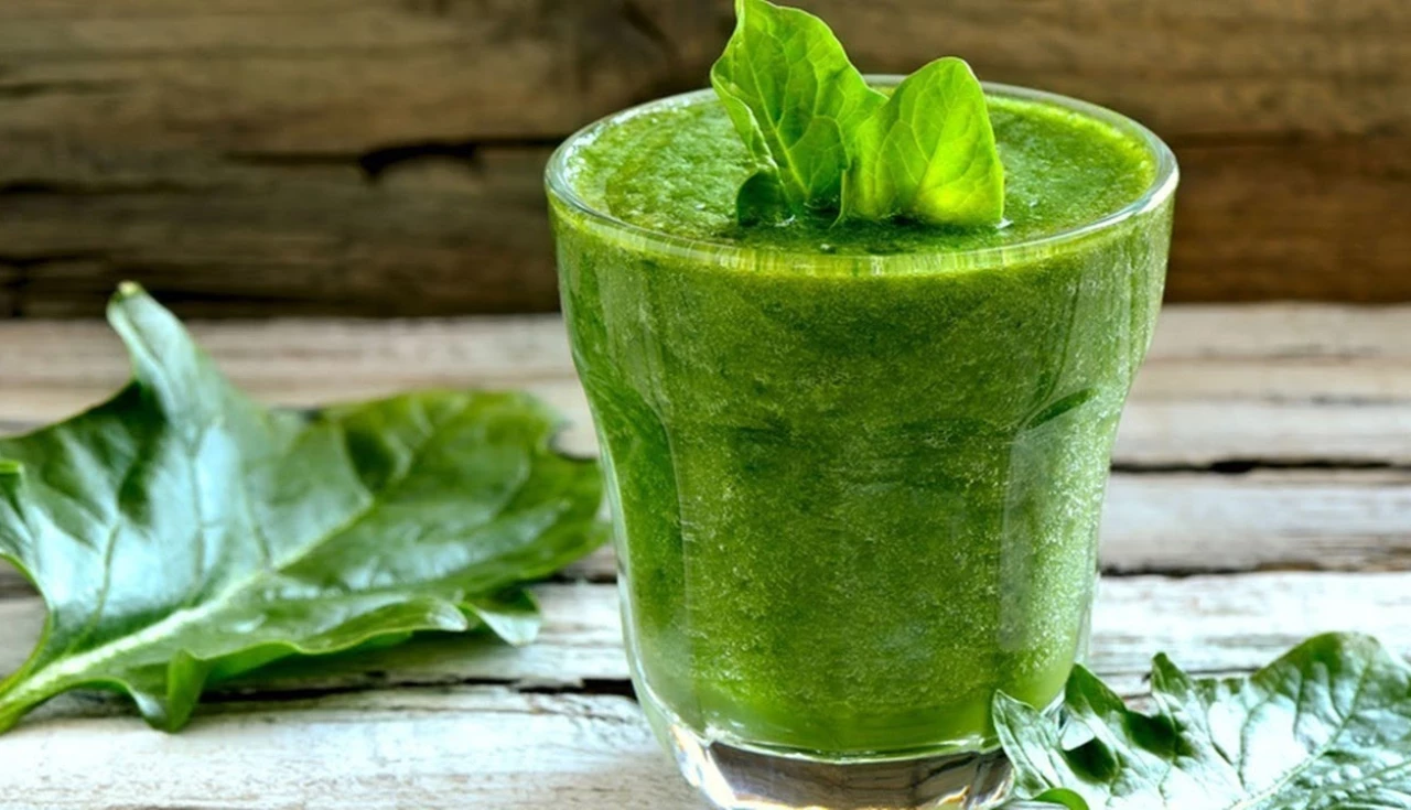 a glass of green smoothie