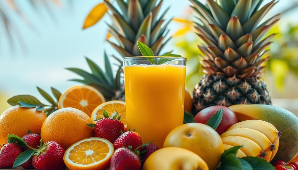 Suco de frutas da estação