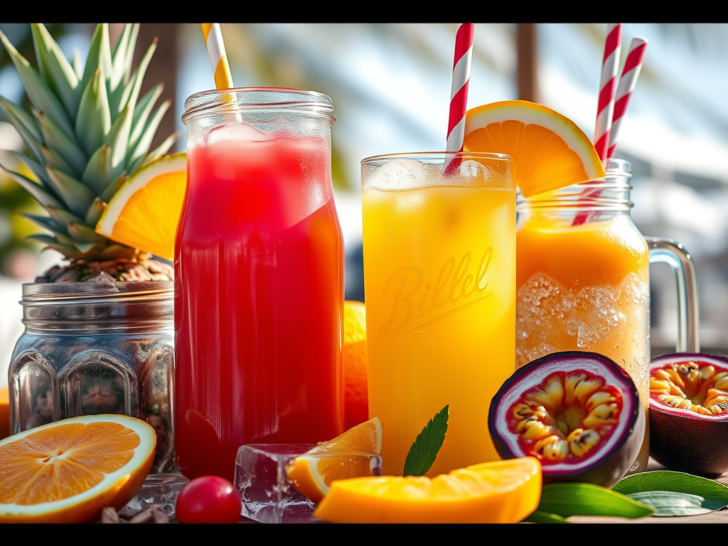 sucos tropicais refrescantes