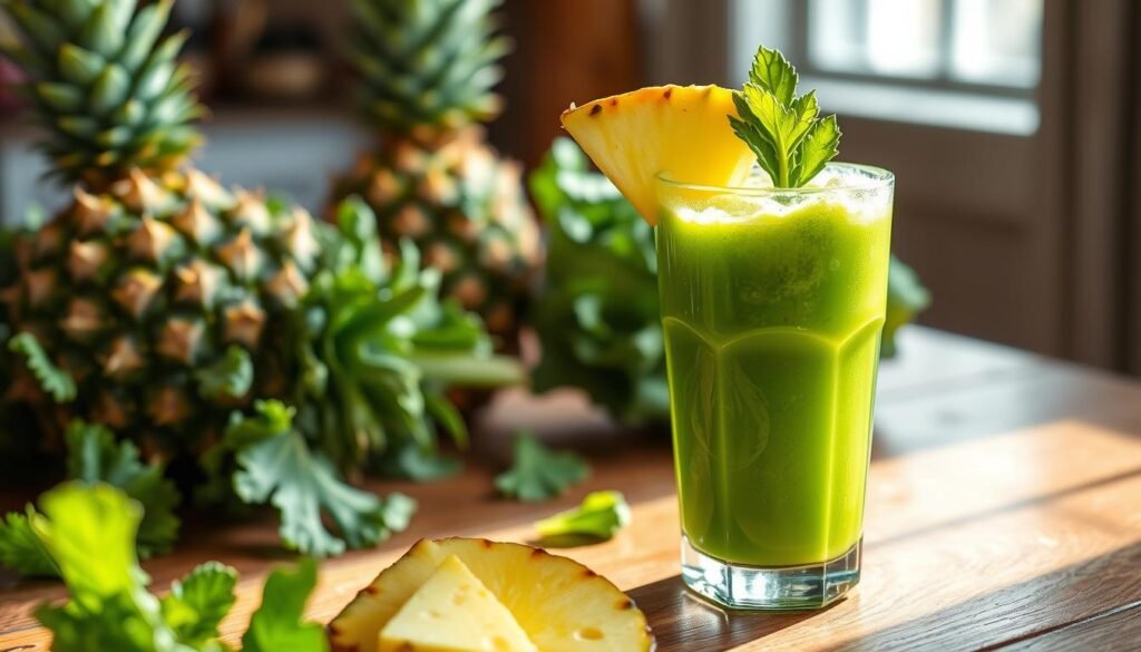 suco de abacaxi e couve