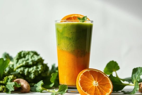 suco de couve com laranja e gengibre
