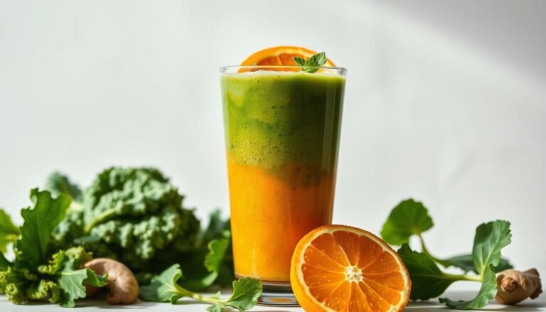 suco de couve com laranja e gengibre