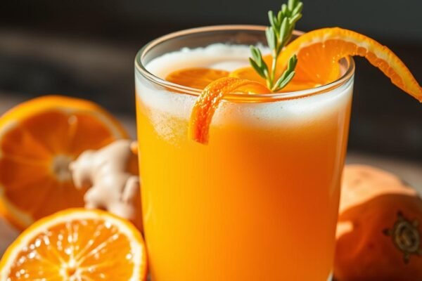 suco de laranja com cenoura e gengibre