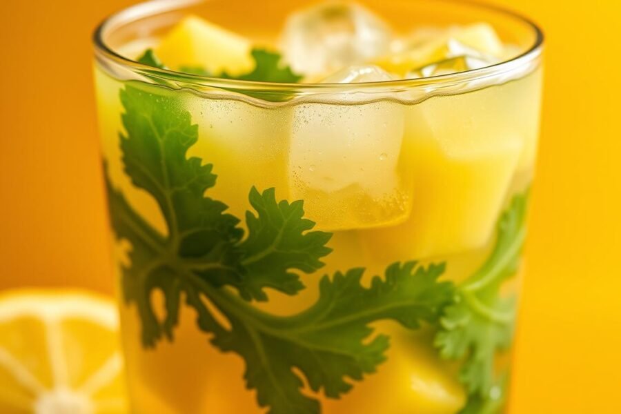 suco de limão com abacaxi e couve