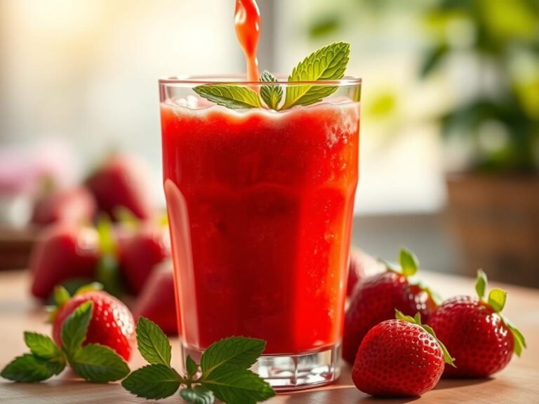 suco de morango com hortelã