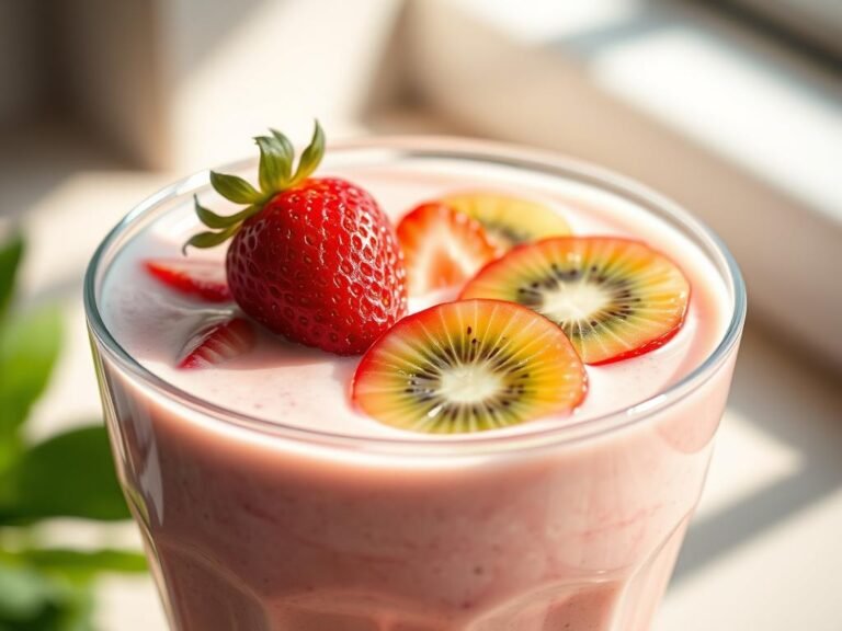 suco de morango com kiwi