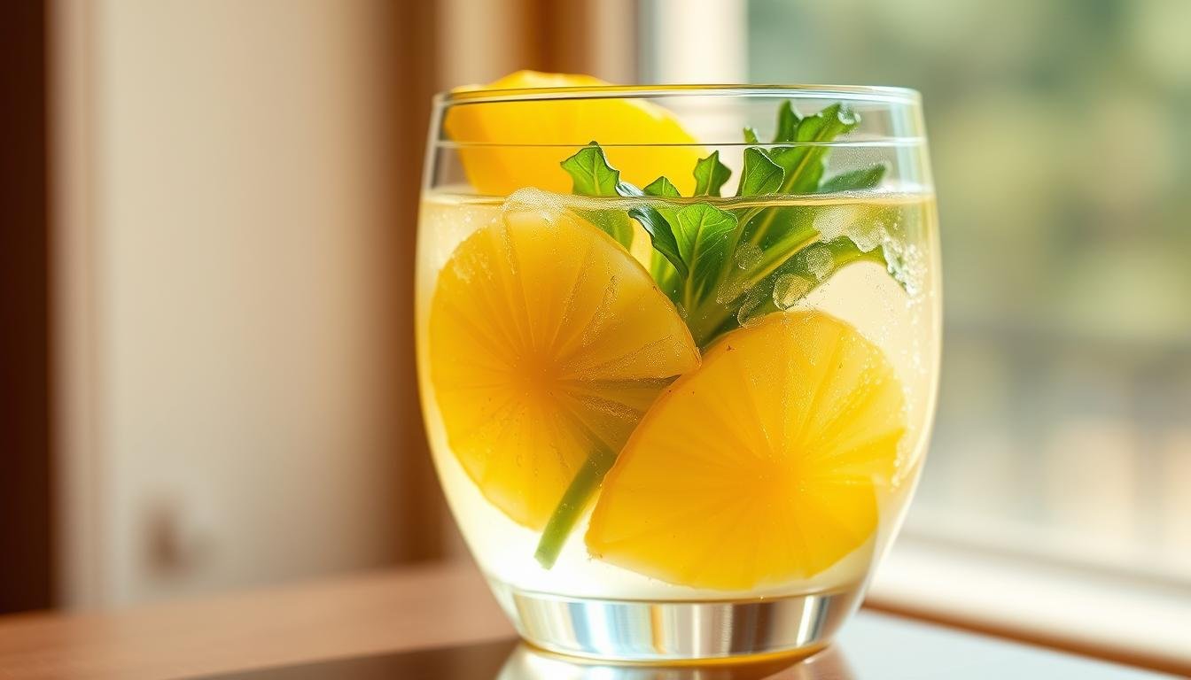 suco detox de água de coco com abacaxi e couve
