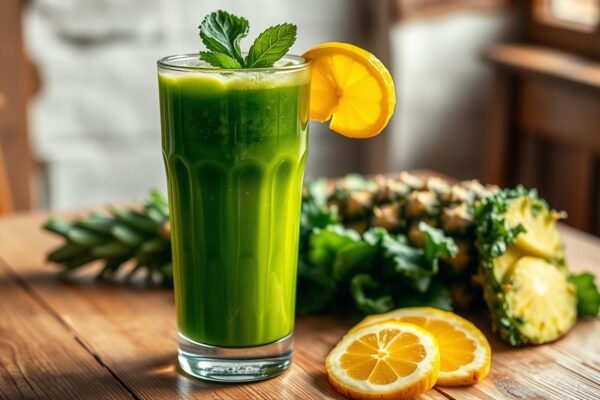 suco de abacaxi com couve e limão