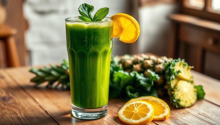 suco de abacaxi com couve e limão