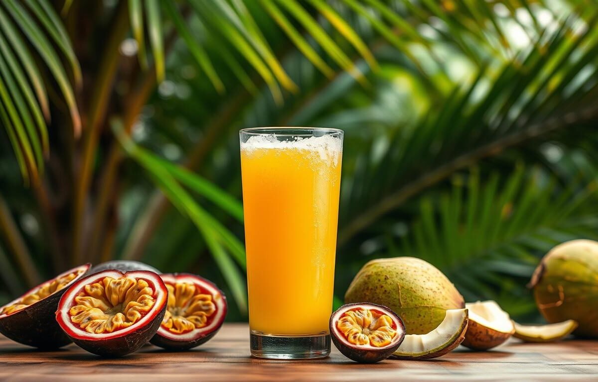 suco de maracujá com água de coco