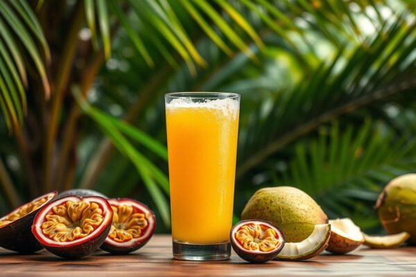 suco de maracujá com água de coco