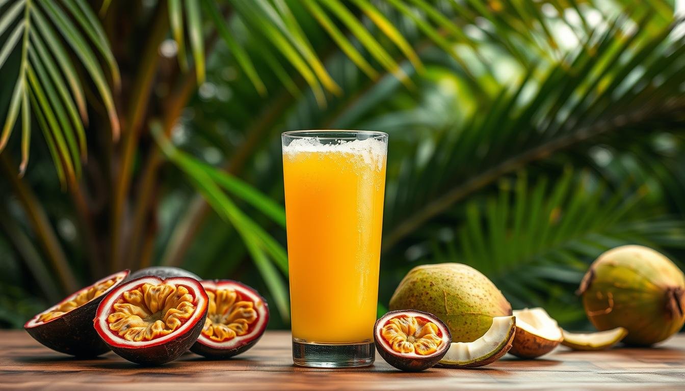 suco de maracujá com água de coco