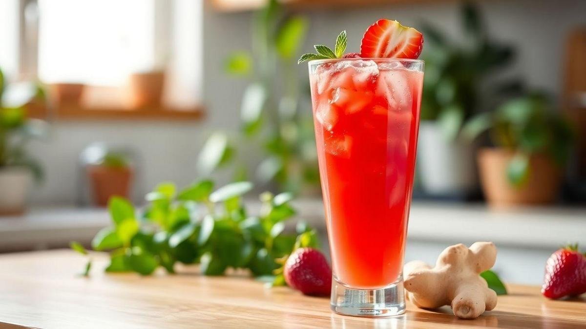 Suco de Morango e Gengibre como Suco Detox Suco de Morango e Gengibre como Suco Detox
