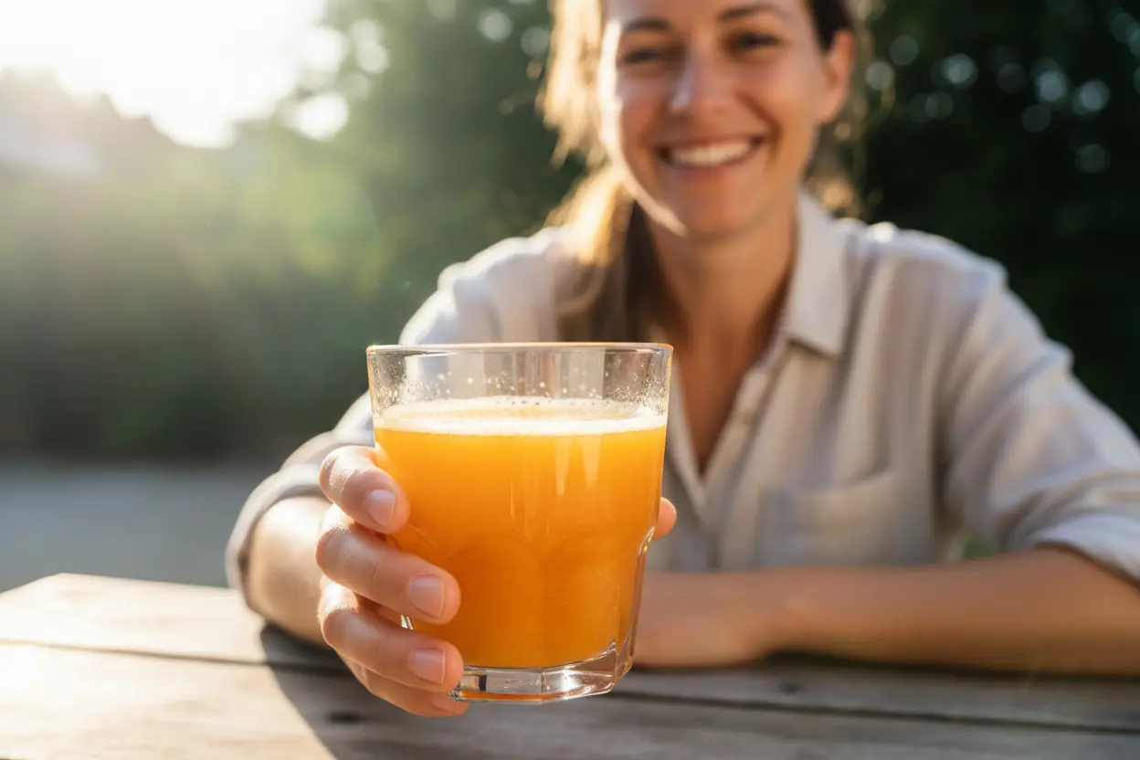 Suco de cenoura e laranja para fortalecer o sistema imunológico.