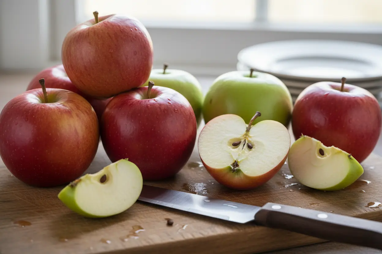 Maçãs frescas para suco