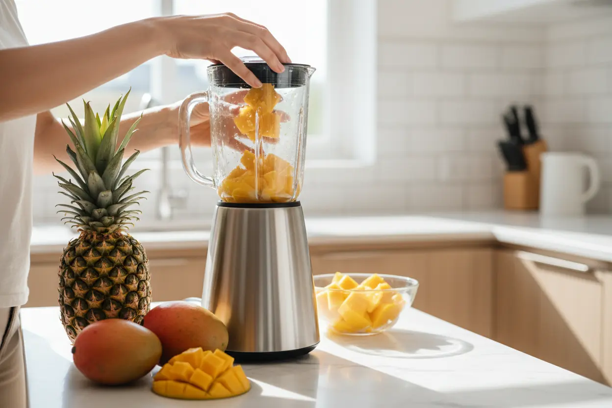 Suco de manga com abacaxi refrescante tropical