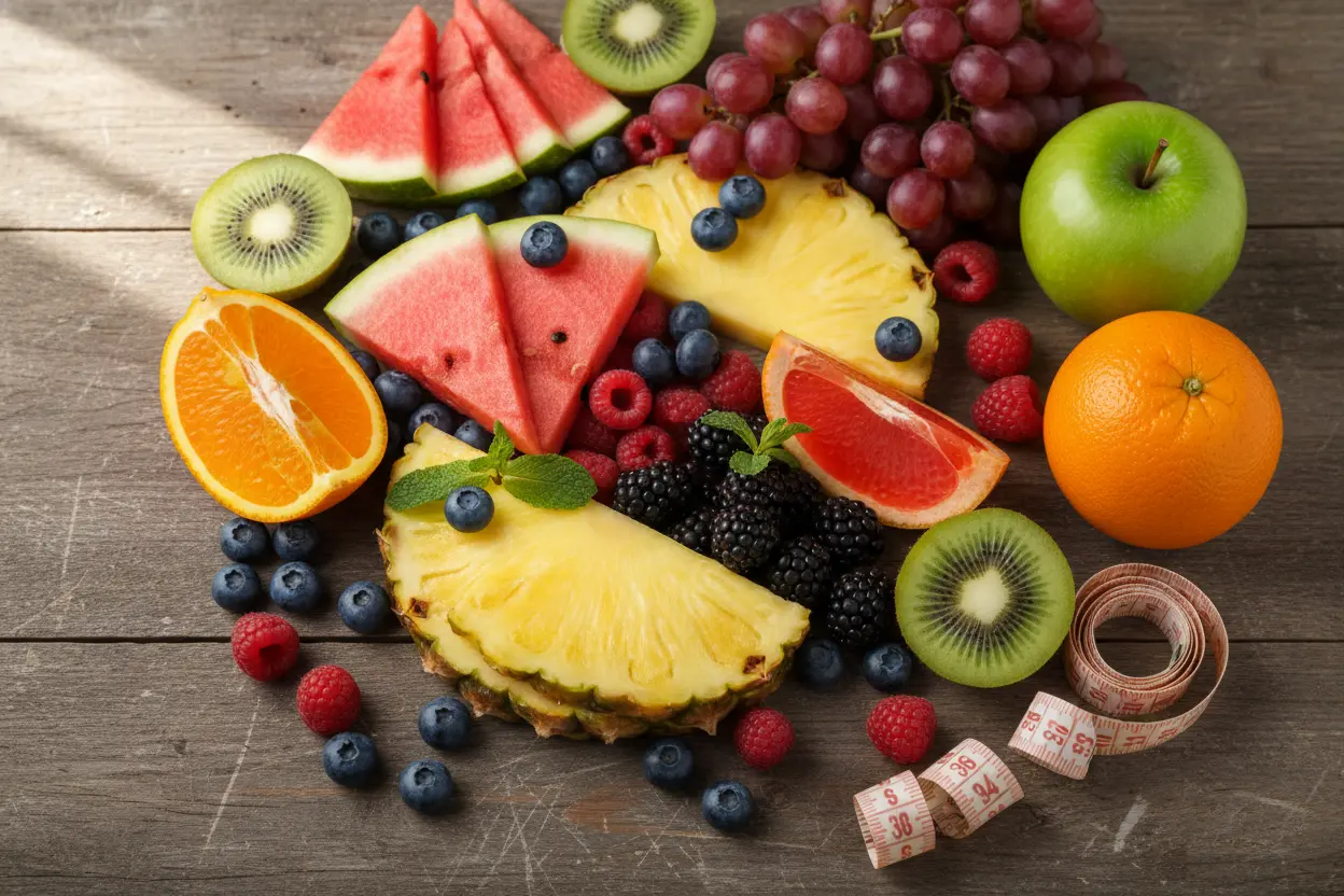 variedade de frutas frescas e a fruta proibida para quem quer perder barriga