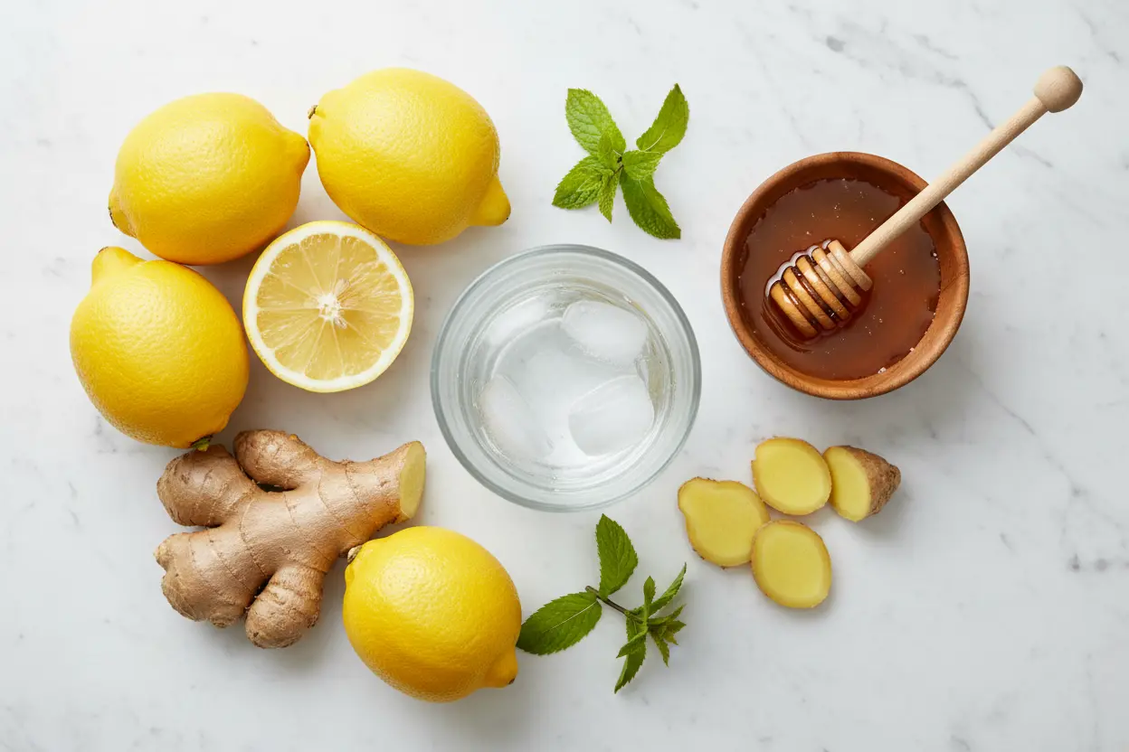 Receita de suco de limão em jejum com gengibre