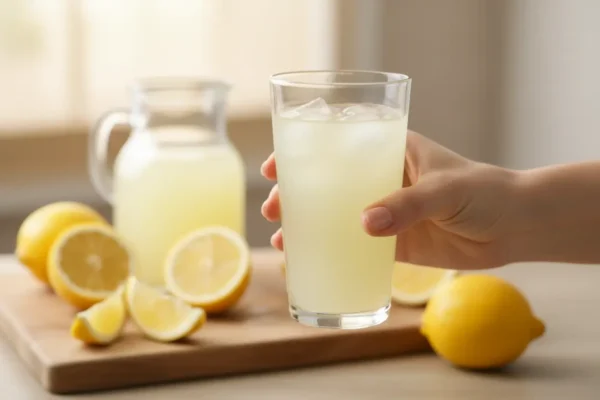 Pessoa tomando suco de limão em jejum
