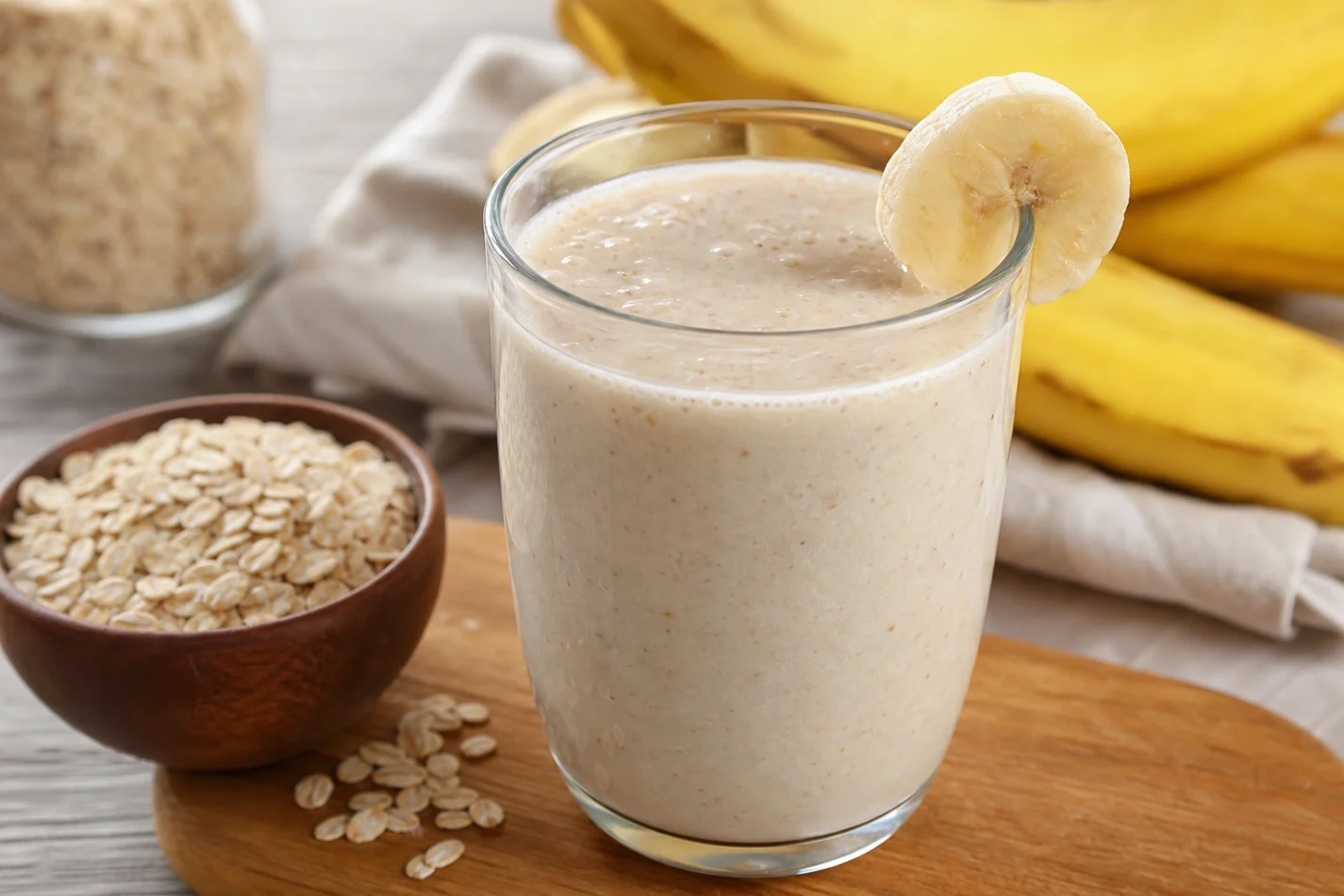 Suco de banana com aveia 