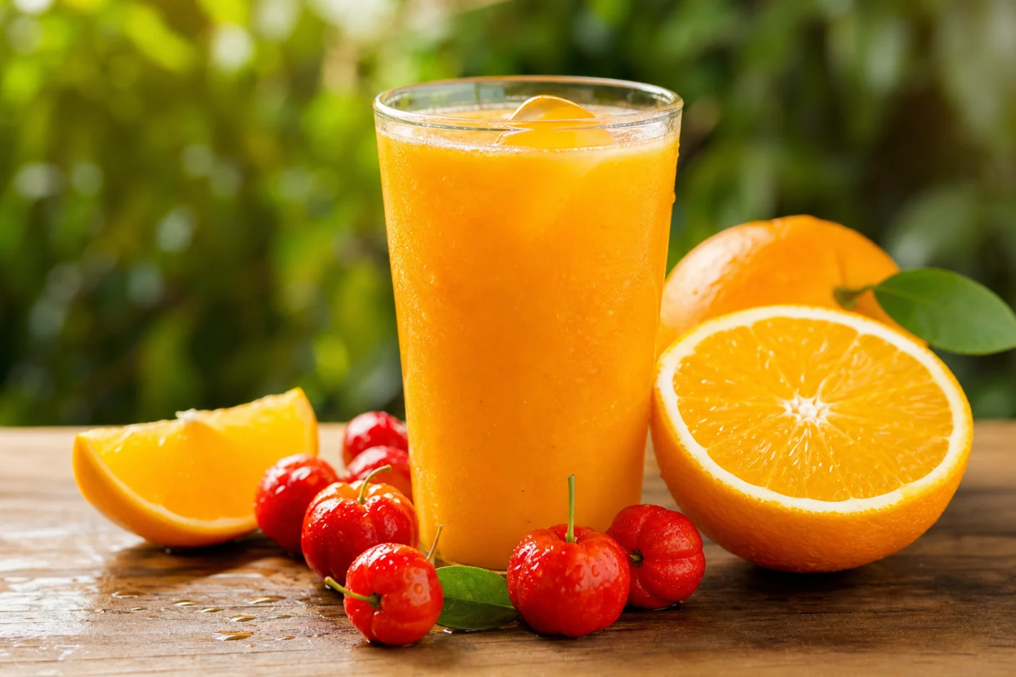 Suco para energia com acerola e laranja 