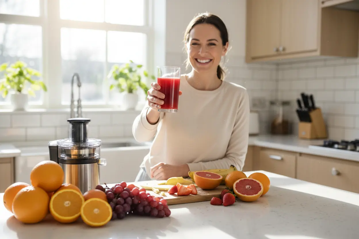 Pessoa bebendo o suco refrescante que é um energético natural