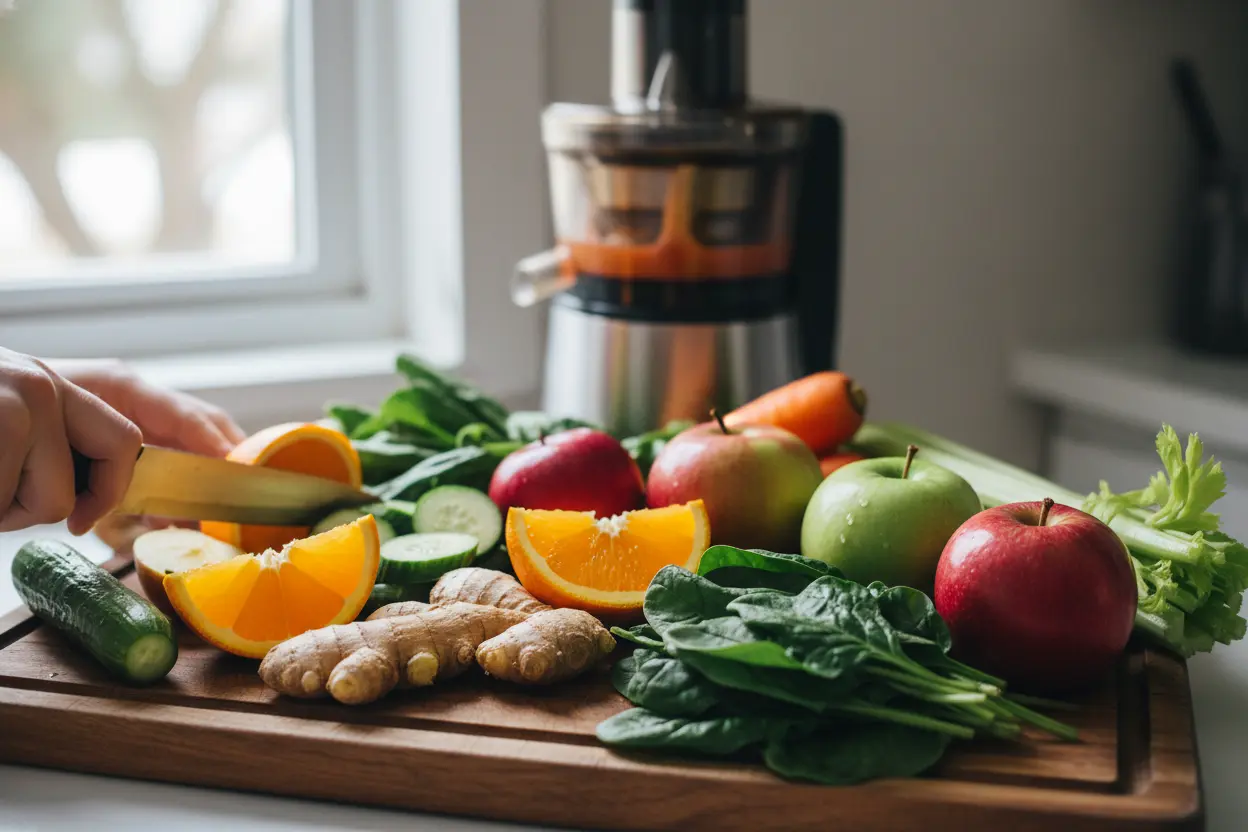 Ingredientes para o suco refrescante que é um energético natural