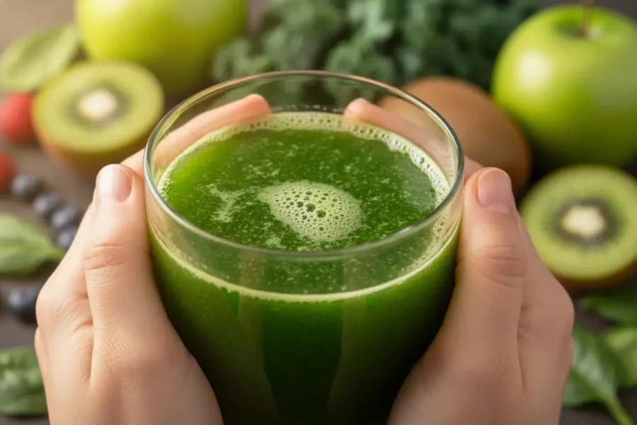Suco verde sem coar