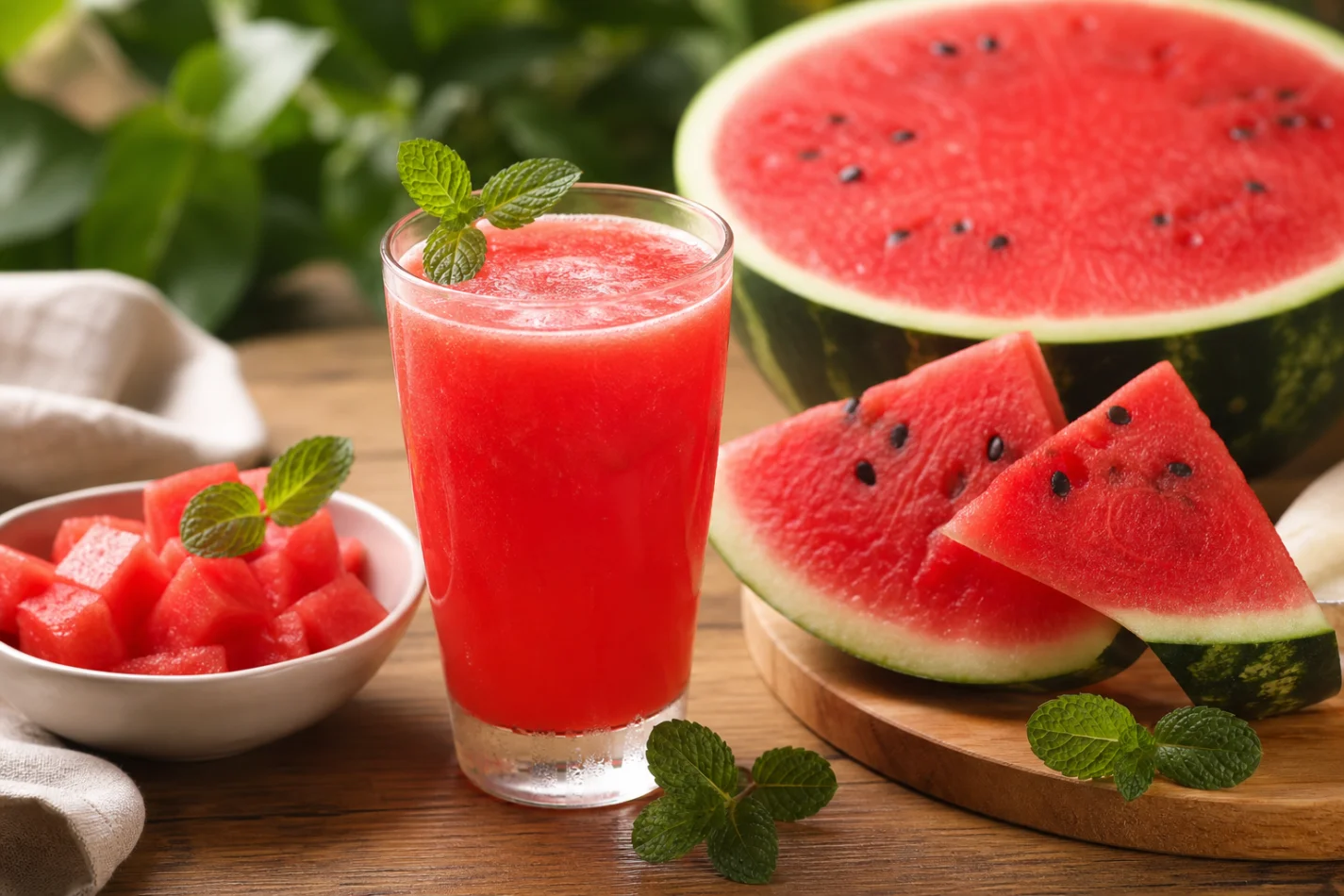 Ingredientes do suco de melancia natural 