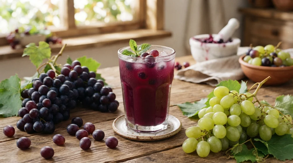 Suco de Uva para a Saúde do Coração com Uva Roxa e Verde