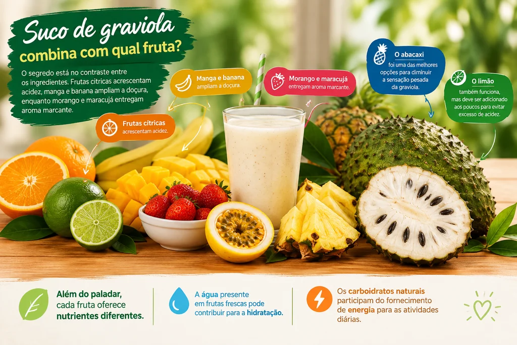 Suco de graviola combina com qual fruta para ter mais sabor