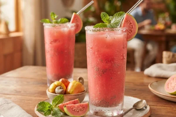 Prepare Hoje no Lanche: Suco Aurora de Goiaba e Caju Cremoso, Refrescante e com Sabor que Derrete na Boca
