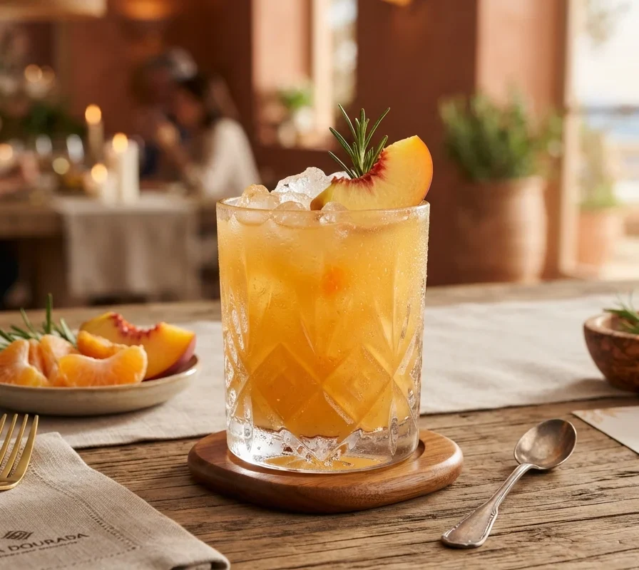 Suco Brisa Dourada de Pêssego, Tangerina e Alecrim: Refrescante e Nutritivo