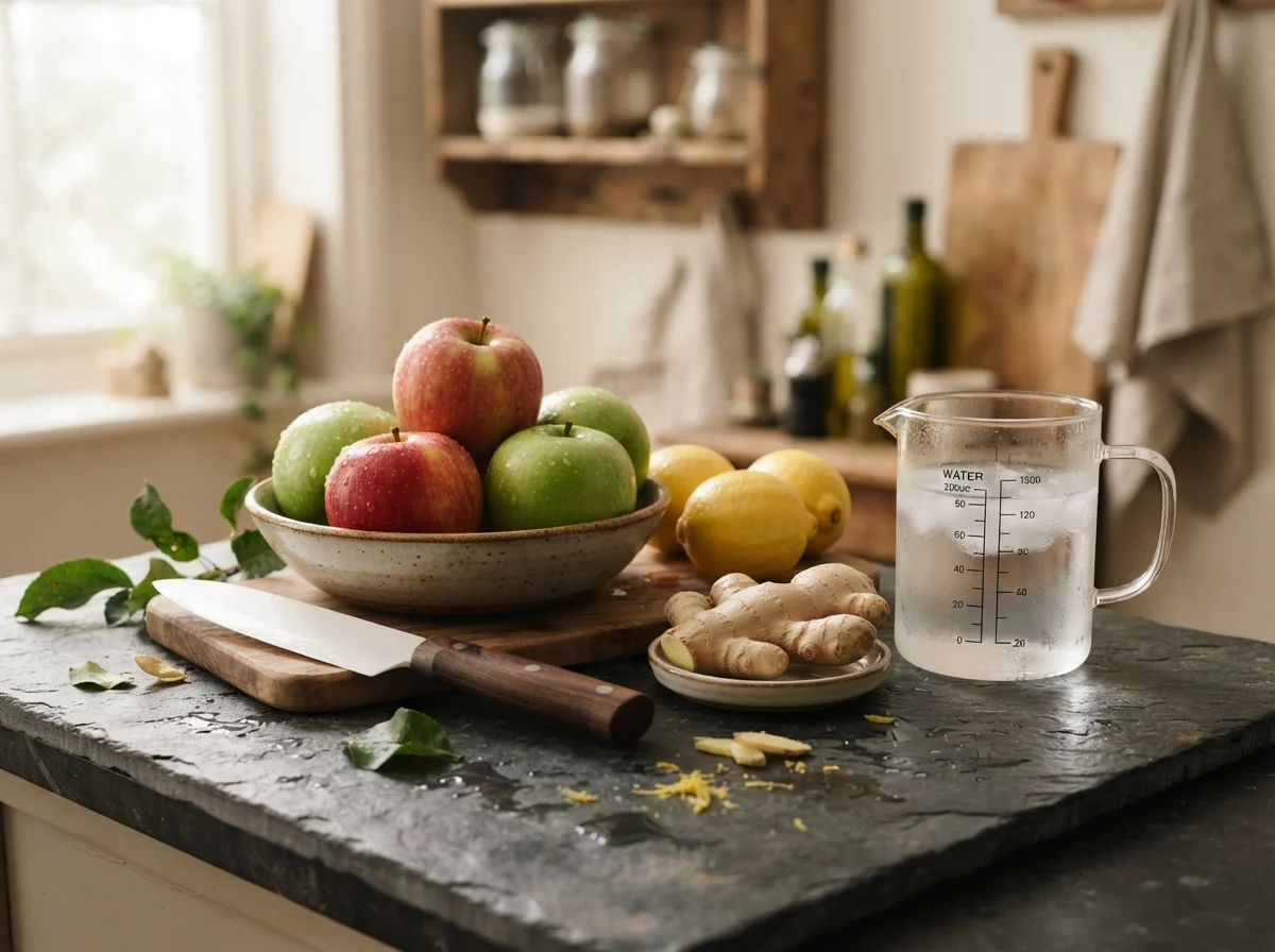 Suco de Maçã Caseiro Gourmet: Receita Natural, Aveludada e Refrescante - Preparo dos Ingredientes