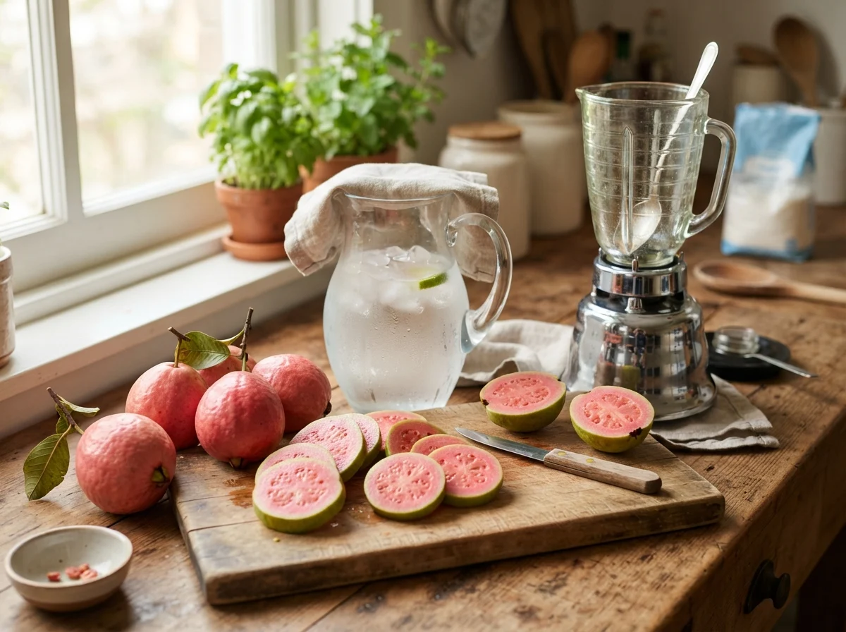 Suco de Goiaba Natural e Cremoso: Segredo para a Consistência Perfeita - Preparo dos Ingredientes